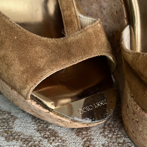 JIMMY CHOO wedges brown suede ankle strap wedges - Picture 11 of 13